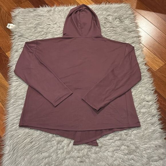 T/S by Thrive women’s purple rayon stretch open hooded flowy cardigan - Picture 4 of 4